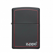 ZIPPO/218 ZB Classic покр.Black Matte с фирм. лог., красн. окантовка, лат-сталь,черн,мат.