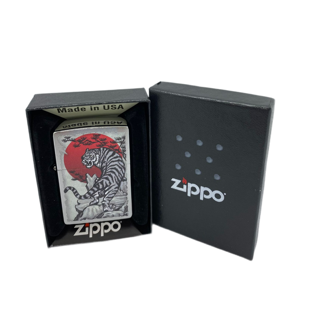 ZIPPO/29889 Asian Tiger с покр. Brushed Chrome, лат/сталь, серебр., матов., 38x13x57 мм