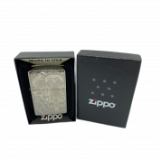 ZIPPO/49074 Elephant Fancy Fill Design покр.Black Ice лат/сталь, серебро черн,глянц.