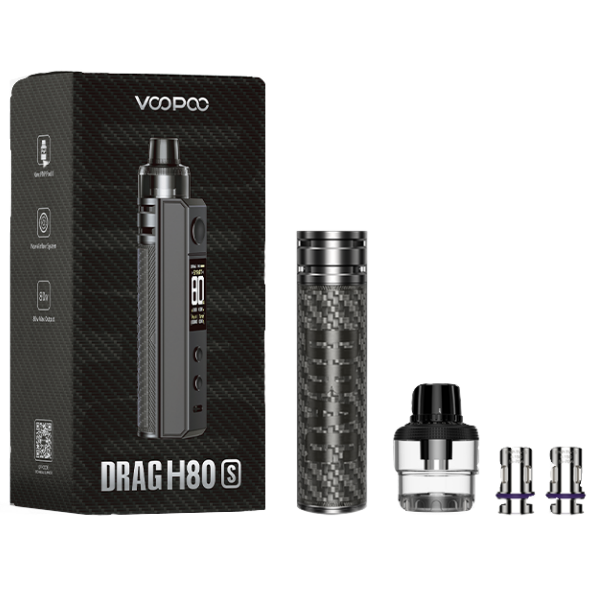 Voopoo DRAG H80s Pod Kit 80W Gray Carbon Fiber