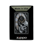 ZIPPO/29854 Skull Clock Design покр.Black Matte, лат/сталь,чёрн., матов.