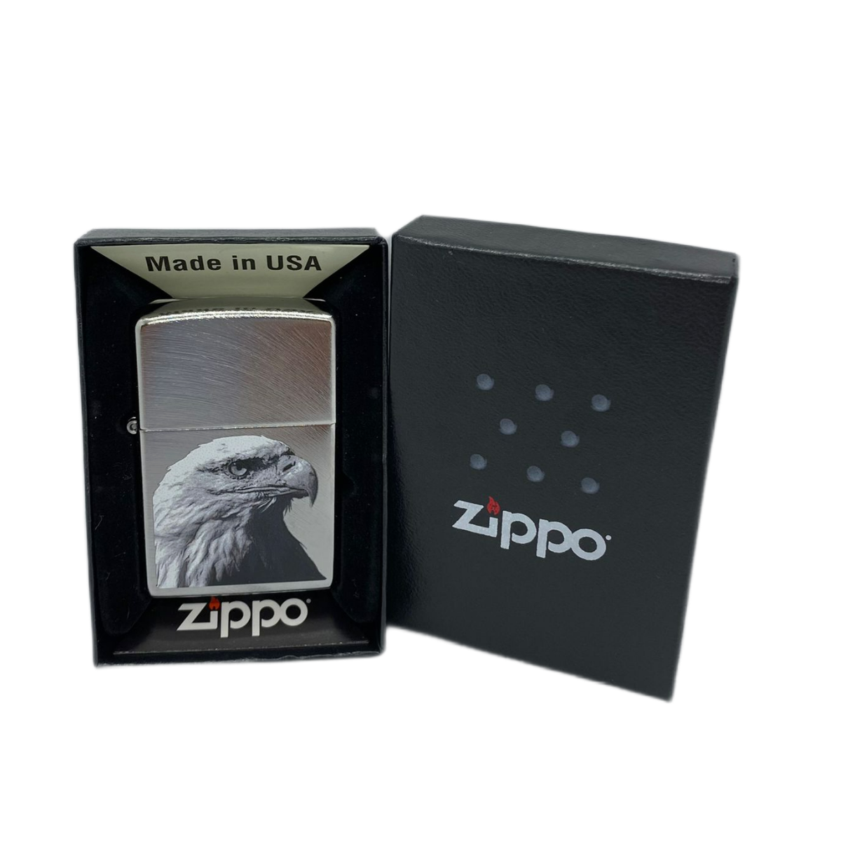 ZIPPO/24647 EAGLE HEAD (Орел) лат-сталь,серебр,мат.