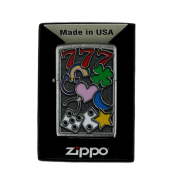 ZIPPO/48682 All Luck, покр.Street Chrome лат/сталь, серебро
