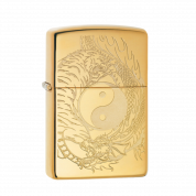 ZIPPO/49024 Tiger and Dragon design с покр.High Polish Brass, латунь/сталь, золот. глянц.