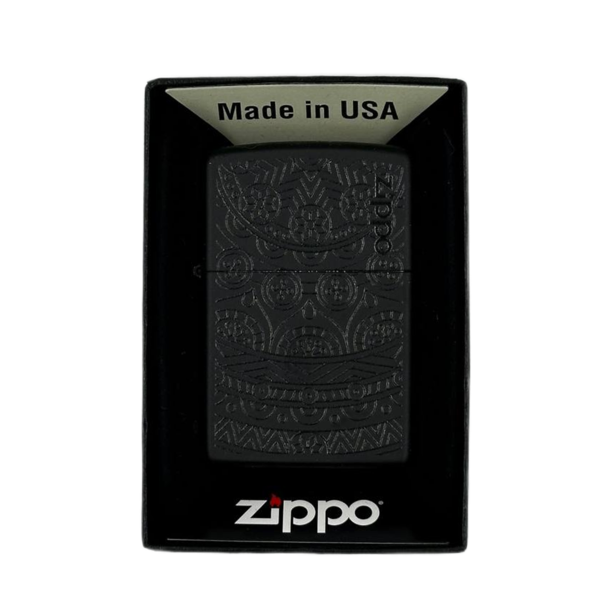 ZIPPO/29989 Tone on Tone Design покр.Black Matte, лат/сталь,чёрн., матов.