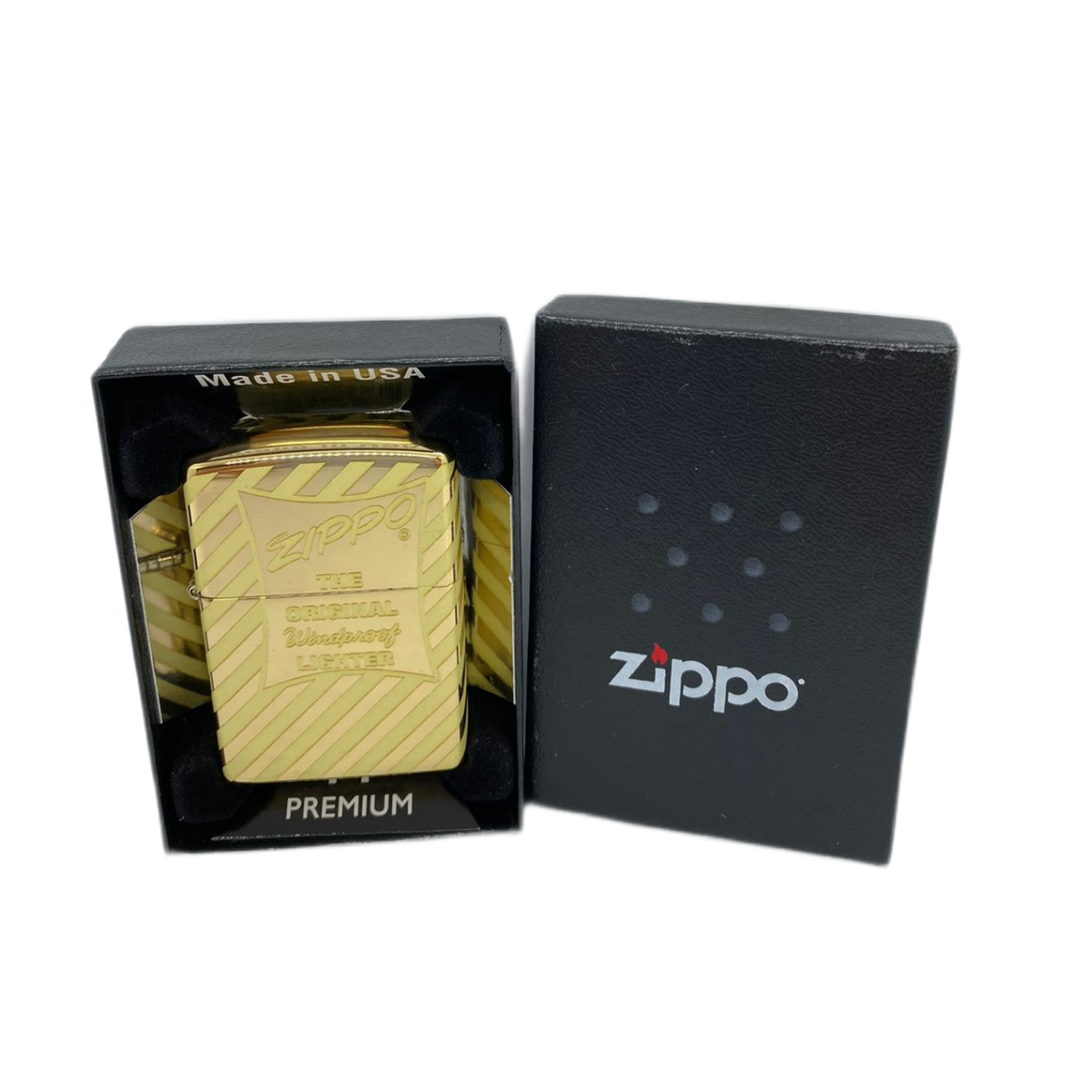 ZIPPO/49075 Vintage Zippo Box Top с покр. High Polish Brass, лат/сталь, золот., глянц., 38x13x5