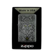 ZIPPO/48690 Wolf Emblem, покр.Brushed Chrome, лат/сталь, серебр., матов.