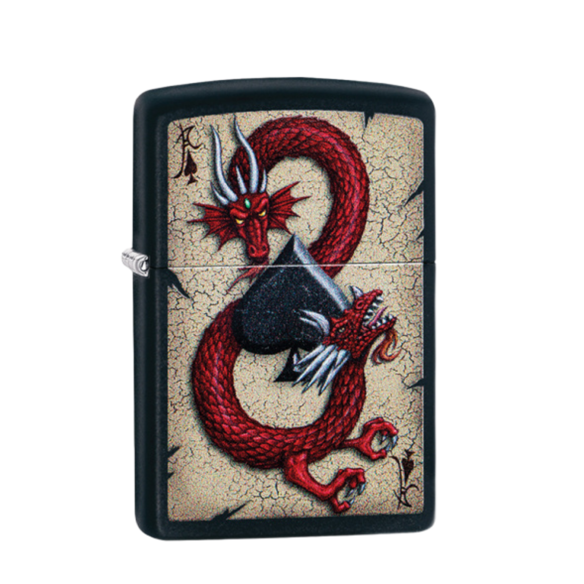 ZIPPO/29840 Dragon Ace с покр. Black Matte, лат/сталь, чёрн., матов.