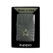 ZIPPO/48657 Star Design, покр.Brushed Chrome, лат/сталь, серебр., матов.