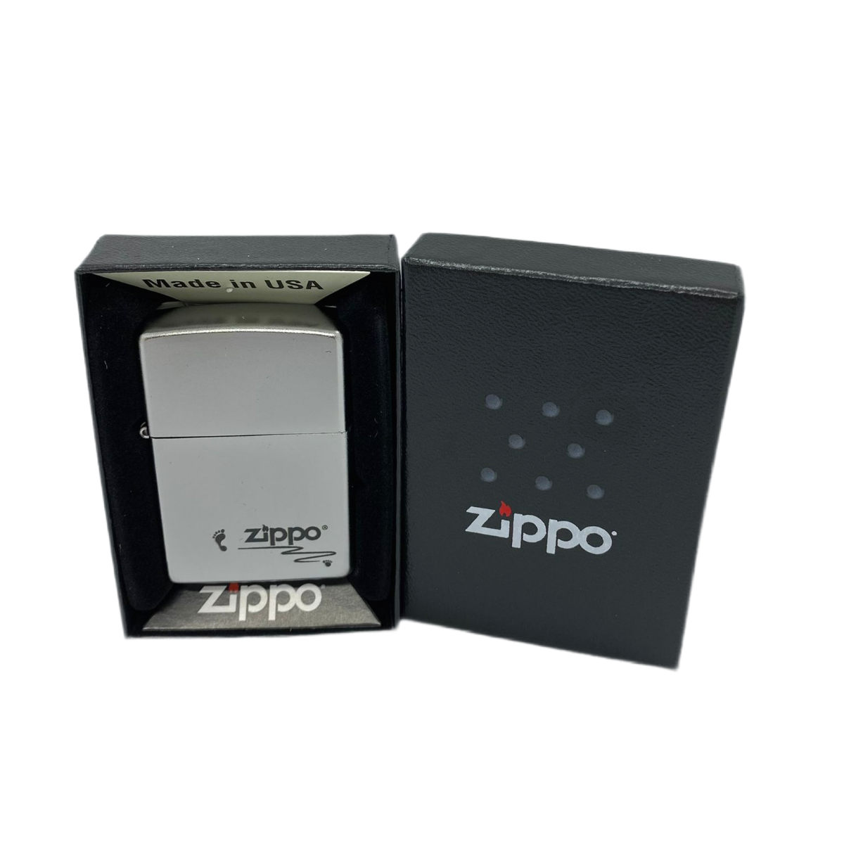 ZIPPO/205 Footprints покр.Satin Chrome лат-сталь,сереб,мат.