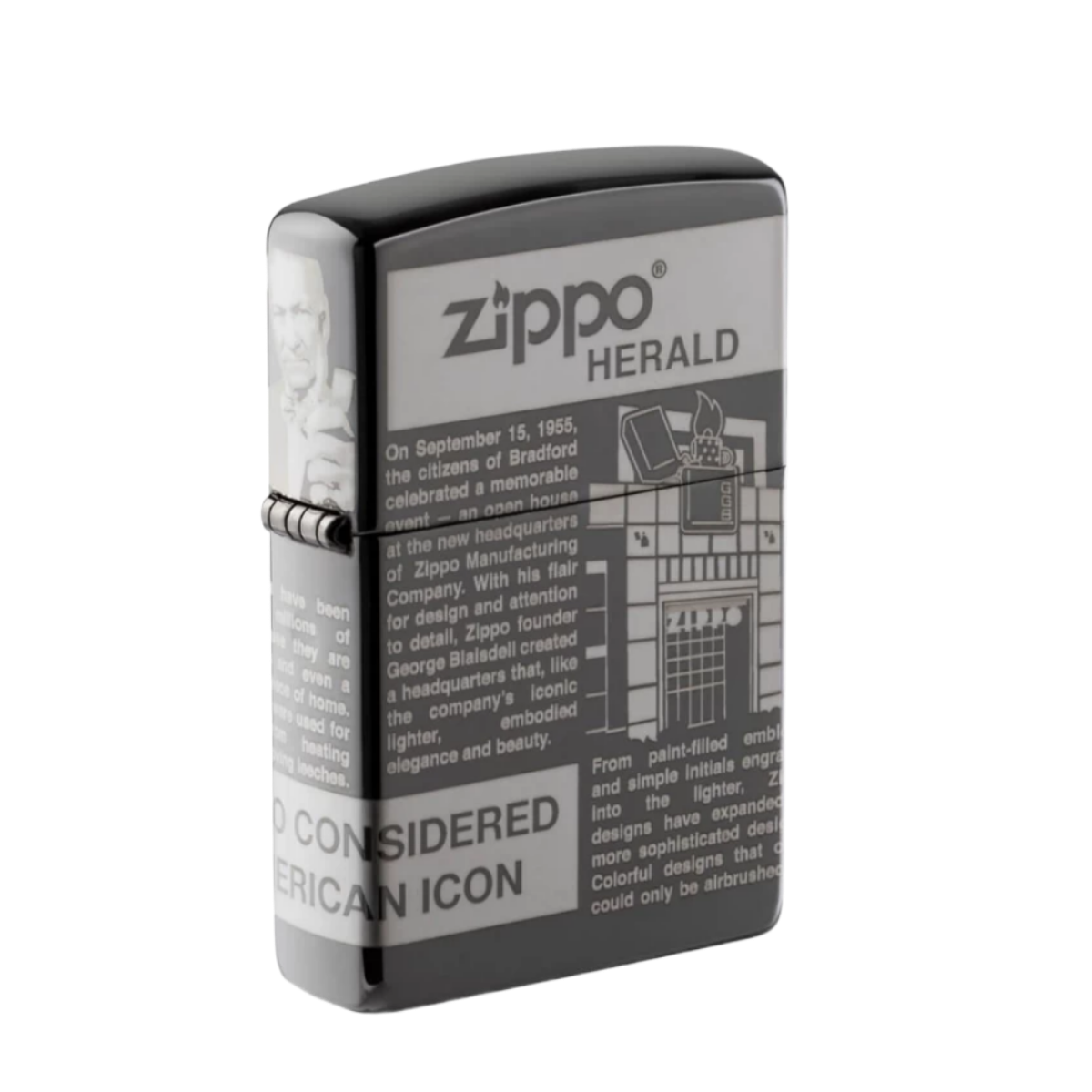 ZIPPO/49049 Classic покр.Black Ice лат/сталь, серебро черн.,глянц.