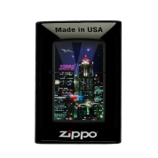 ZIPPO/48506 Cyber City покр.Black Matte, лат/сталь,чёрн.