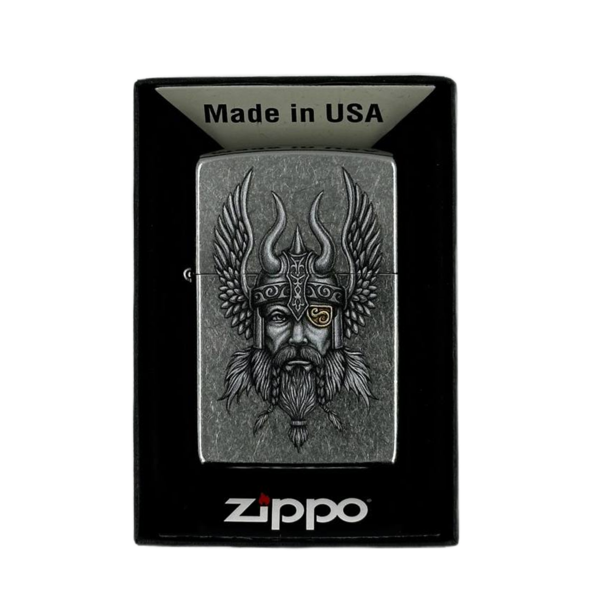 ZIPPO/29871 Viking Warrior Design, покр.Street Chrome лат/сталь,серебр., матов.
