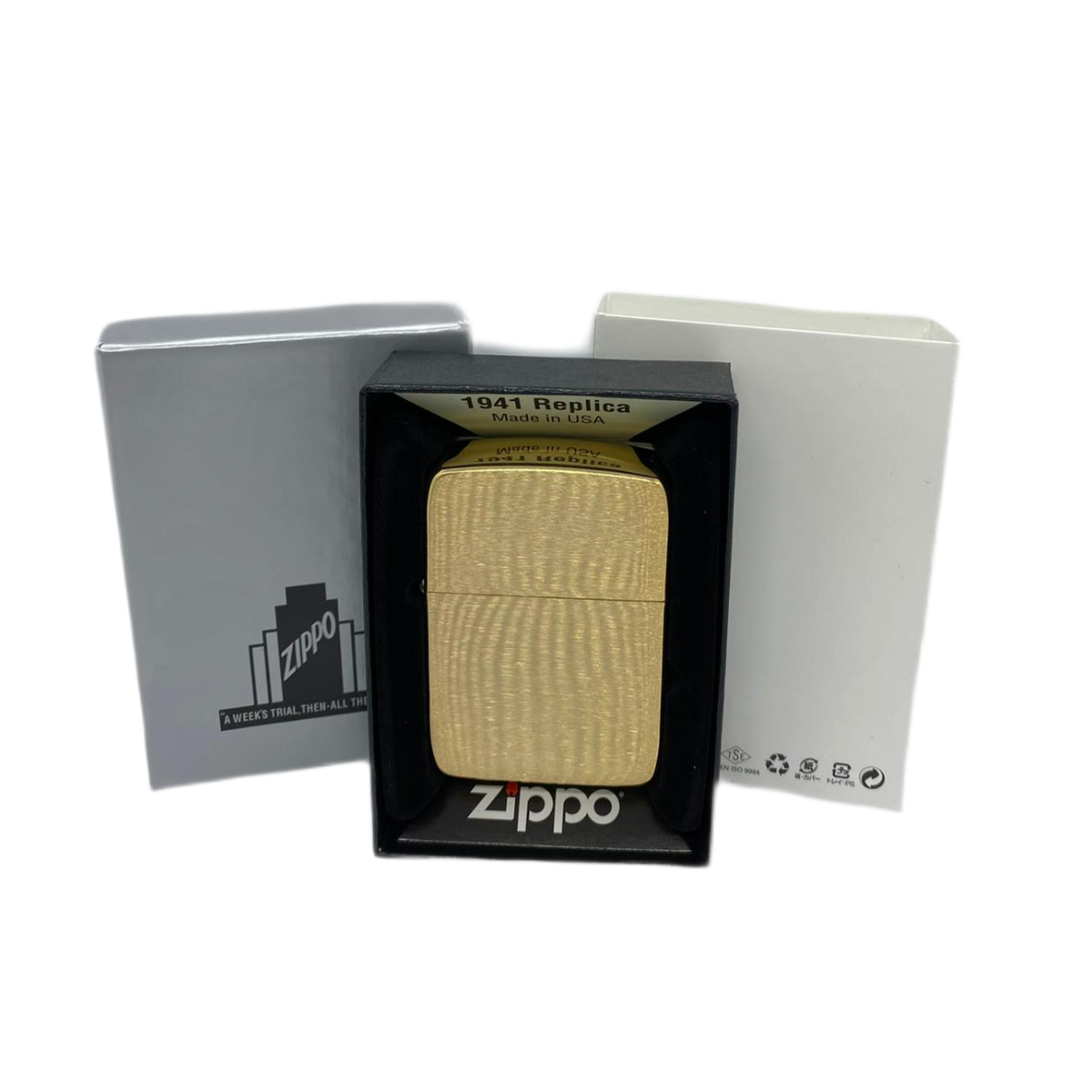 ZIPPO/1941B Replica 1941 покр.Brushed Brass лат-сталь, зол,мат.