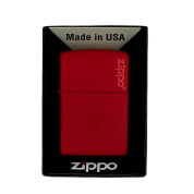 ZIPPO/233 ZL Classic с фирм. логотипом, покр.Red Matte, лат-сталь, краcн. матов.