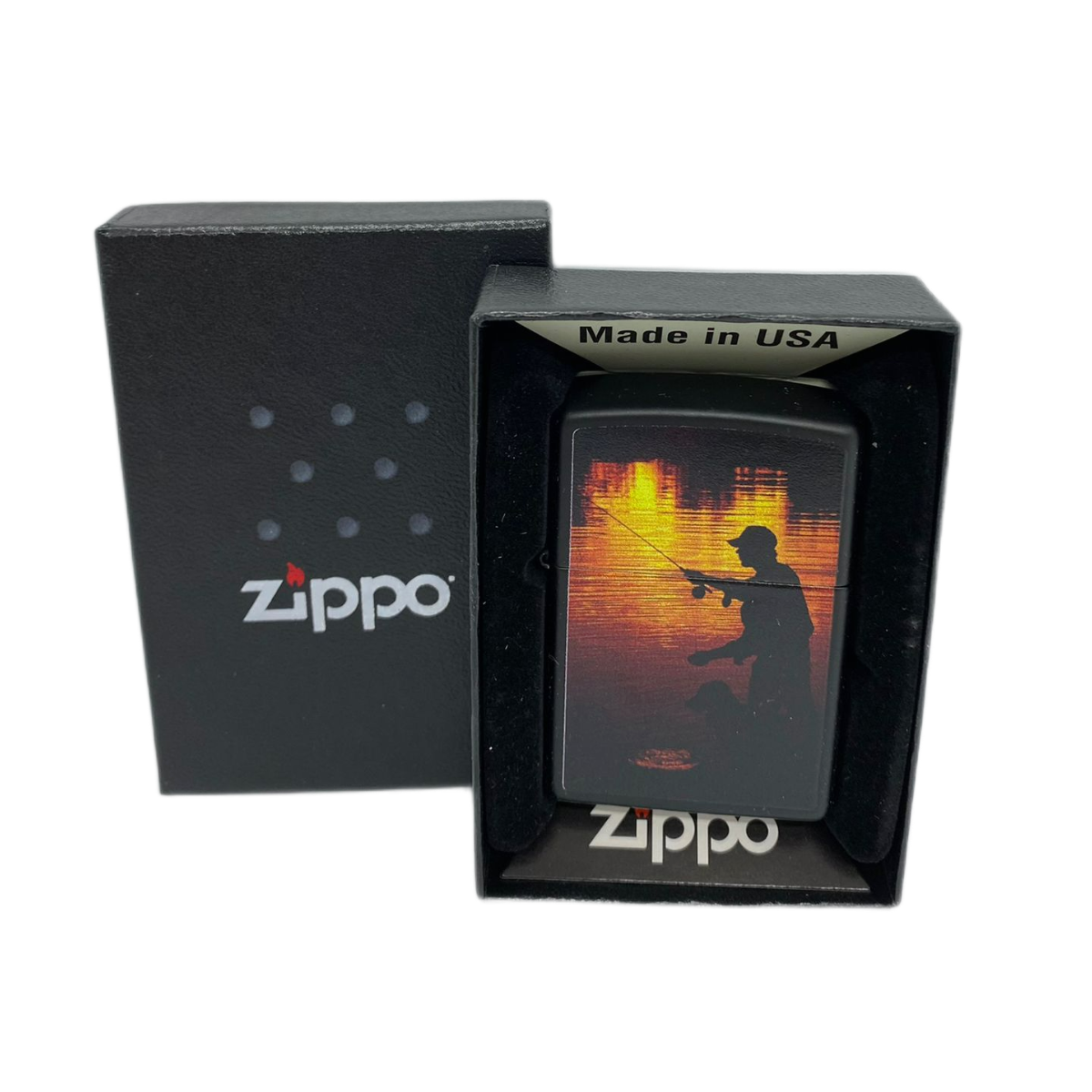 ZIPPO/218 FISHERMAN Рыбак покр.Black Matte лат-сталь,черн,мат.
