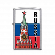 ZIPPO/207 KREMLIN FLAG RUSSIA Моск. кремль, с покр. Street Chrome, лат./сталь, серебр., матов.