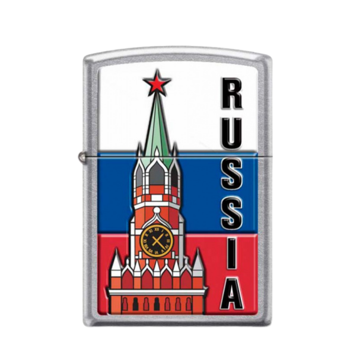 ZIPPO/207 KREMLIN FLAG RUSSIA Моск. кремль, с покр. Street Chrome, лат./сталь, серебр., матов.