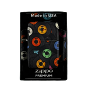 ZIPPO/48770 Records Design покр.540 Matte, лат/сталь,чёрн.,