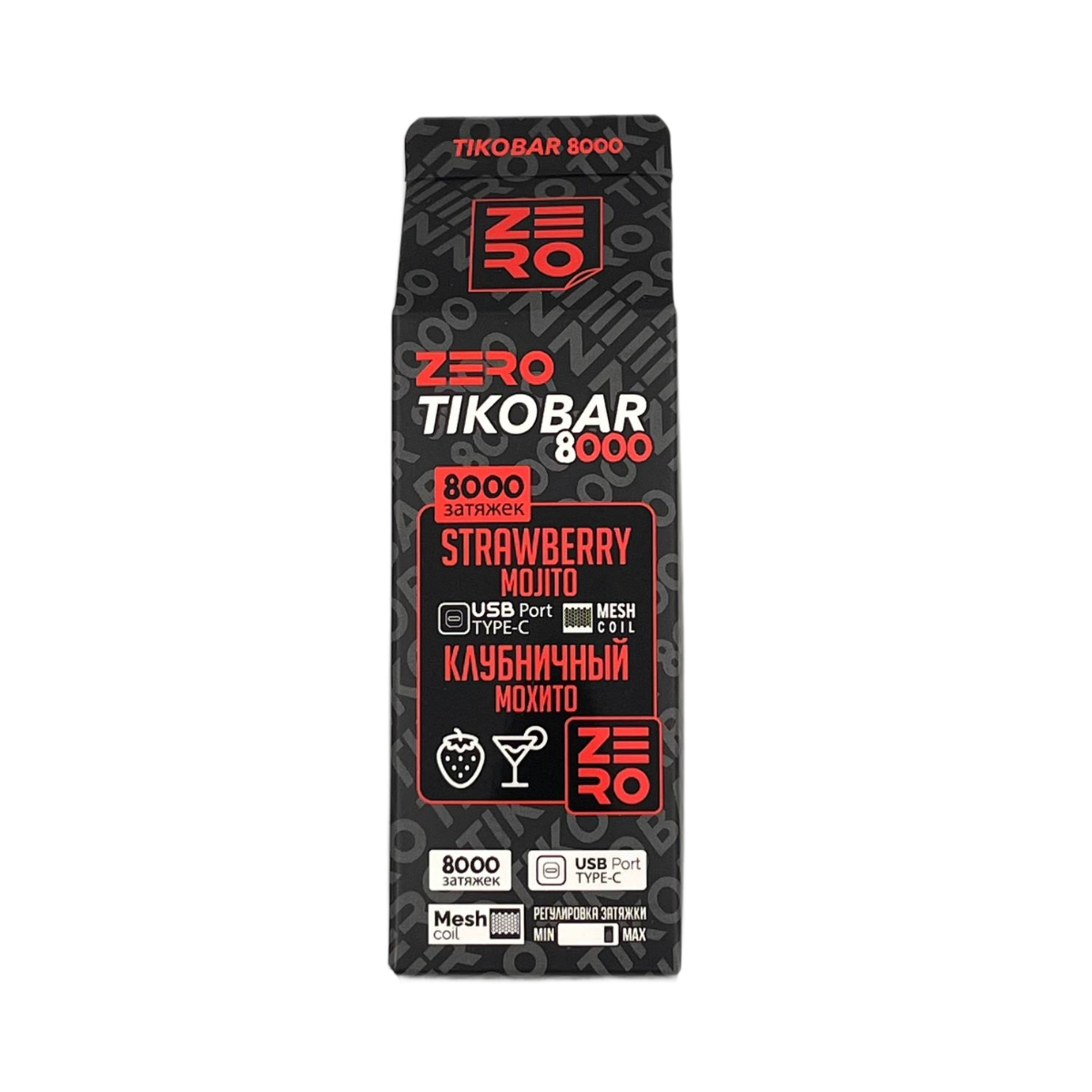 TIKOBAR ZERO Б/Н 8000 Клубничный мохито 0%
