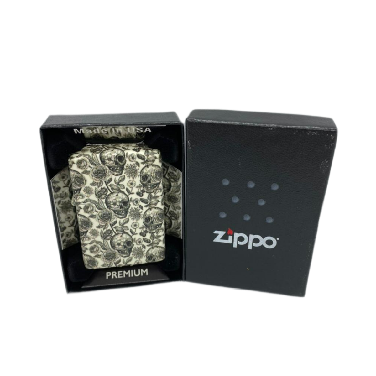 ZIPPO/49458 Skeleton с покр. Glow in the Dark Green, латунь/сталь, серая, матов., 38x13x57 мм
