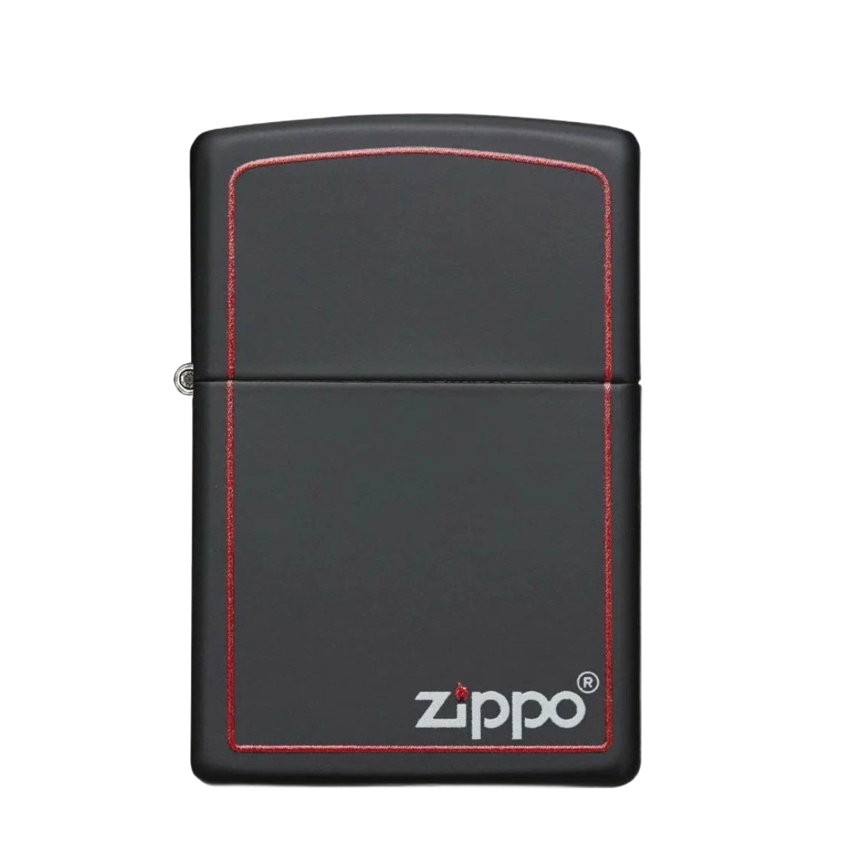 ZIPPO/218 ZB Classic покр.Black Matte с фирм. лог., красн. окантовка, лат-сталь,черн,мат.