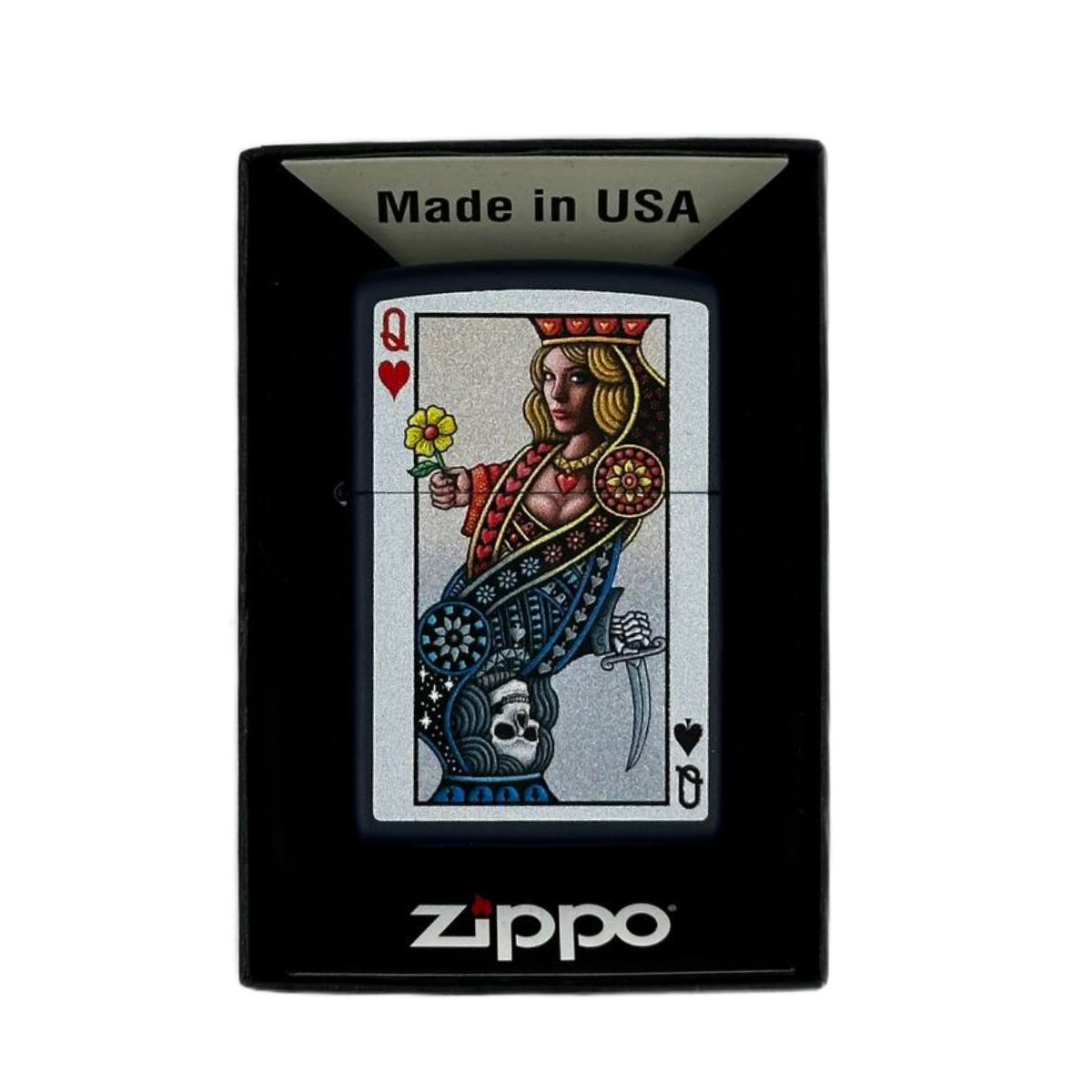 ZIPPO/48723 Queen Design покр.Navy Matte, лат/сталь, синяя,  матов.