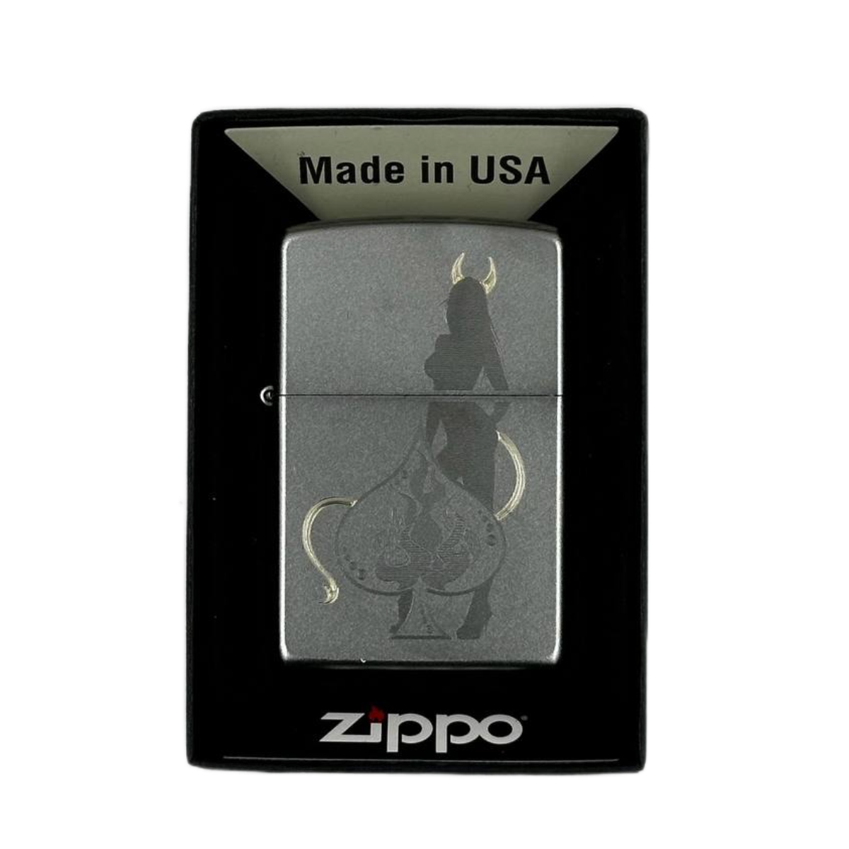 ZIPPO/48658 Devilish Ace, покр.Satin Chrome лат/сталь, серебро, матов.