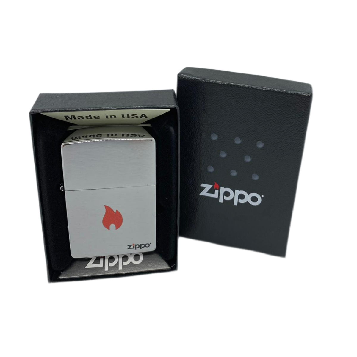 ZIPPO/200 Flame, с покр. Brushed Chrome, латунь/сталь, серебр., матов.,
